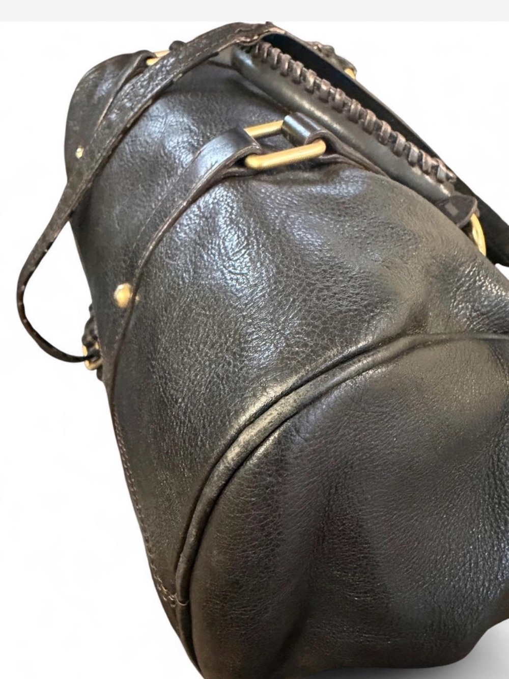 Dooney & Bourke Florentine Black Leather Satchel with Gold Hardware - Picture 8 of 14